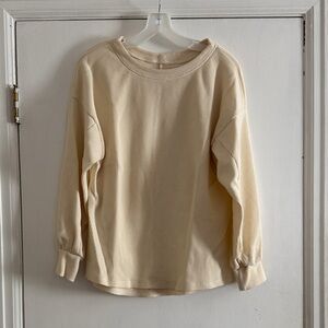 Elegantees HORIZON waffle knit top in Almond Milk